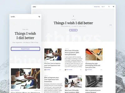 Smith - Blog home page article blog comment content header images minimalistic post typo web website