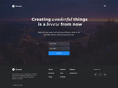 Phoenix Startup Welcome Form clean dailyui flat inspiration free download freebie psd slider ui design ui kit ux web