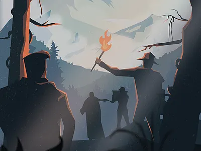 Canva Culture Poster canva fire illustration mountain poster trees