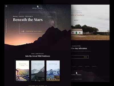 Travel Website adventure dark outdoors travel ui web