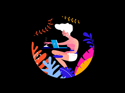 Tropical Heat vol.2 girl heat illustration laptop leaves remote summer travel trip tropic
