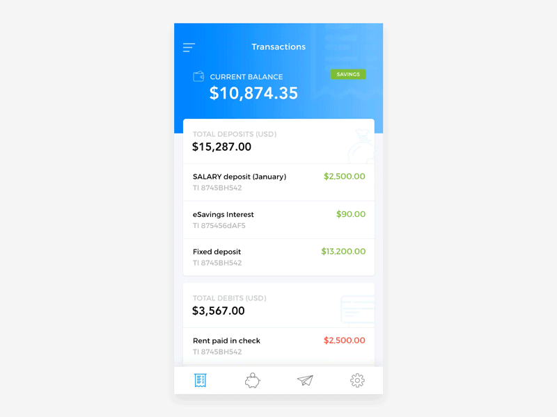 Daily UI challenge #3 animation app bank finance interaction menu motion sidebar ui