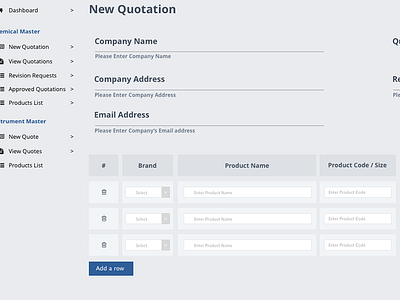 Web application UI for Quote generation applicaiton ui dashboard datatable form pos ui ux web application web design web ui
