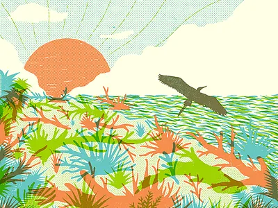 Lamontagne in Charleston beach boneyard beach botany bay bulls island charleston gig poster illustration lamontagne putabirdonit ray lamontagne