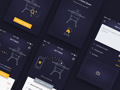 Empty states app cooking dark empty illustration interface iot mobile phone recipe screen ui