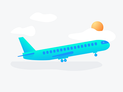 Away we go - neon air art color illustration neon plane sun travel vector vibrant