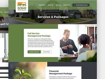 Sage Community Management (Services & Packages Page) association community hoa homeowner homes houses orange packages sage services slate warm