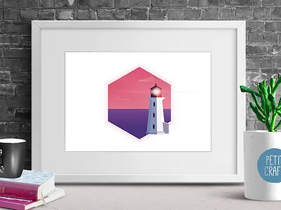 Lighthouse illustration lighthouse minimal purple vector affinity wall art