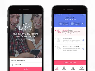 DRYV App design dryv freelance interface ios mobile app design ui ux whitespace