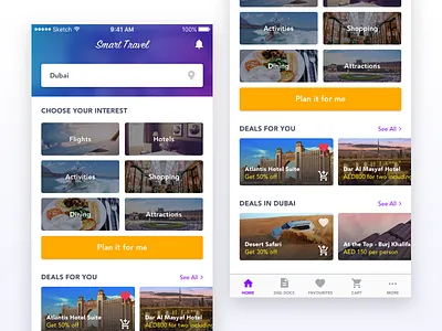 Smart Travel Home blue gradients ios app mobile interface simple travel ui ux
