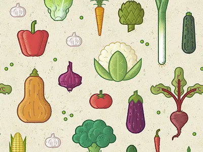 Healthy Dudes broccoli chilli corn editorial food healthy packaging pattern pumpkin tomato vegetable veggie