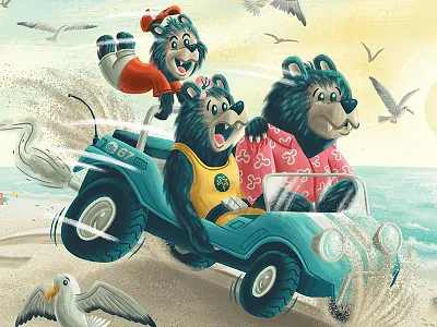 Bears on the Beach beach bear book buggy children crab illustration kids ocean seagull shells