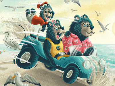 Bears on the Beach beach bear book buggy children crab illustration kids ocean seagull shells
