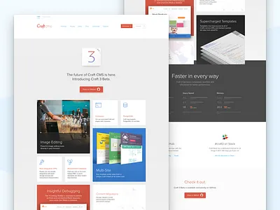 Craft 3 Beta craft craft cms features icons landing page web design website