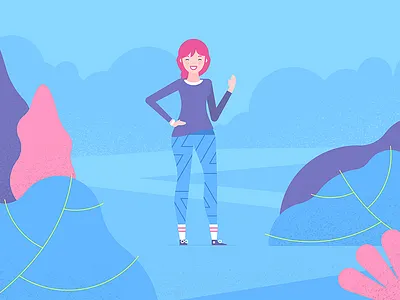 Amy 2d character flat girl illustration outdoor styleframe