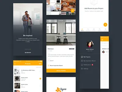 Hyve App Main Screens app hive home house interior design ios iphone minimal modern simple ui ux