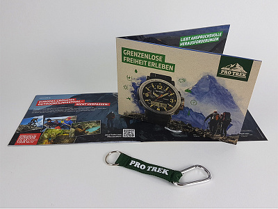 Leaflet ProTrek AW16 asio broschure design e.o.f.t. icons leaflet outdoor print protrek watch