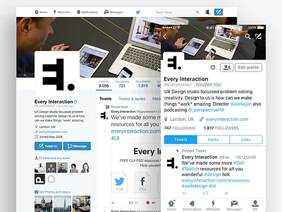 Twitter Profile GUI PSD/Sketch design gui mockup photoshop profile psd sketch twitter ui ux