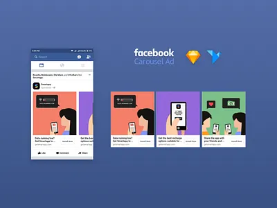 Facebook Carousel Ad Mockup ad carousel facebook freebie mockup origami sketch