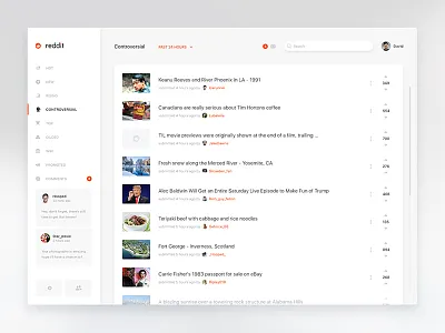 Reddit Trainy clean comments dashboard flat menu news reddit web white