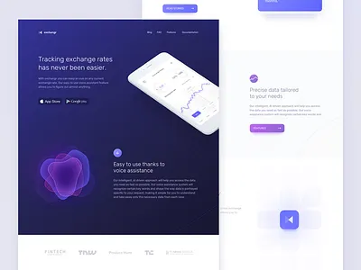 Exchange App Landing Page app card color credit currency exchange finance landing page minimal money ui web