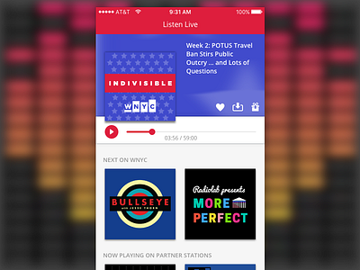 WNYC Public Radio App Screen Redesign podcast product design ui ux