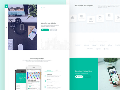Wotip Full View app store categories freelancer ios landing page menu mockup ui ux web design wechat