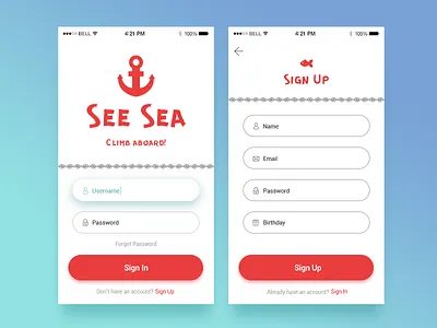 Sign In & Sign Up Screens app design login material ui ux web