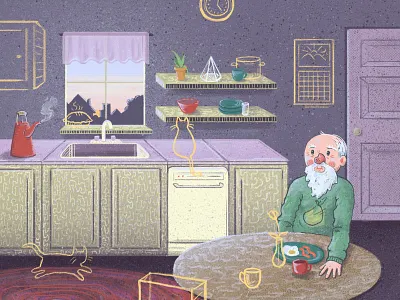 Quiet Reflection color design gallery illustration illustrations illustrator kitchen old painting photoshop series