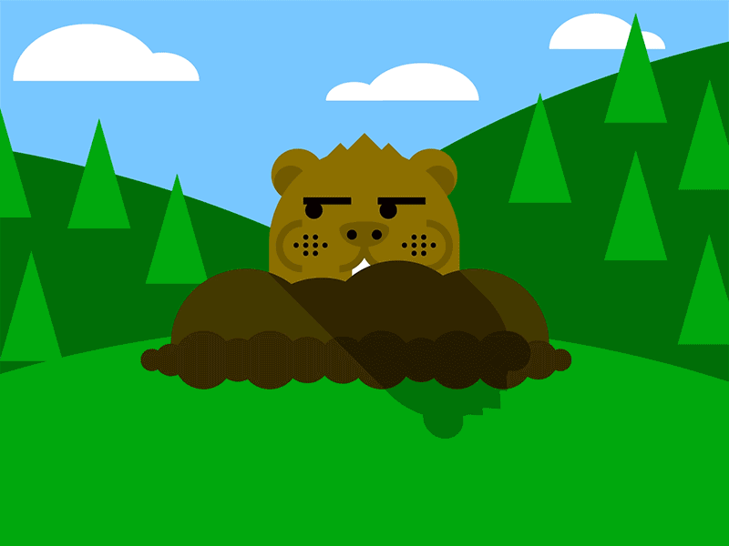 Groundhog Day animation clouds color groundhog groundhog day hills illustration sky vector