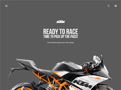 KTM RC 390 -  Landing page Animation