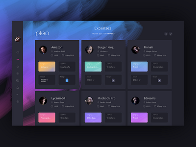 PLEO expense dark version add android expense ios pleo profile receipt ui user wallet web
