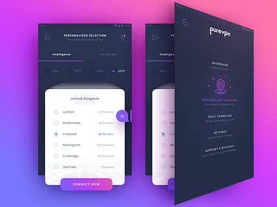 VPN application app app design application application design application ui country dashboard ui design geo interface location material mobile mobile app mobile app design mobile design ui ui design user interface vpn