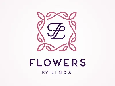 Flowers by Linda brand flower flowers identity line logo monogram