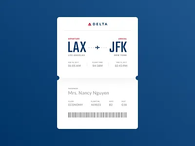 Daily UI #024 - Boarding Pass 024 airplane boarding pass concept dailyui delta flight minimal ticket ui ux web