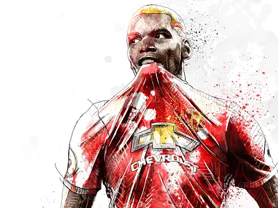 Sport Illustration: Paul Pogba drawing football illustration ink manu pencil photoshop pogba soccer sport wacom watercolor