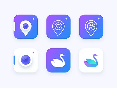 Location based Photography app icon Exploration android camera ios lens location photo pic pin swan ui
