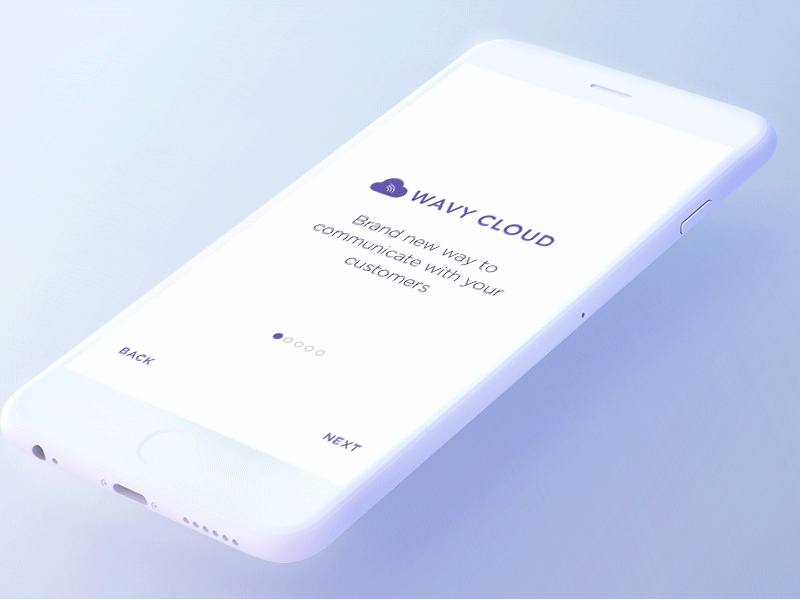 Walkthrough State Wavycloud iOS App animation app design flinto framer icon illustration ios design ios ui on board on board app principle walkthrough