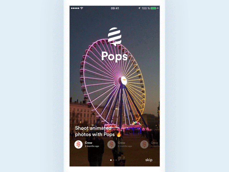 Pops Onboarding Interaction animation gif interaction intro ios onboarding signin signup tour ui ux