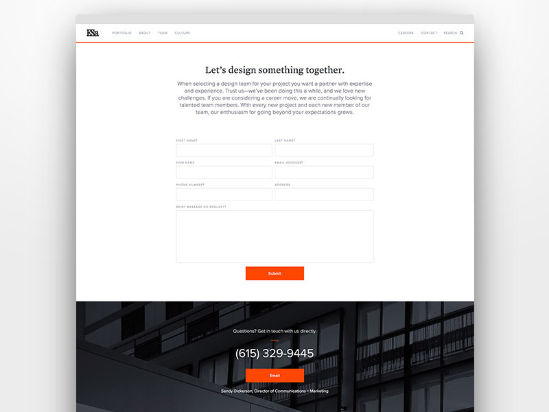 Example of Contact page