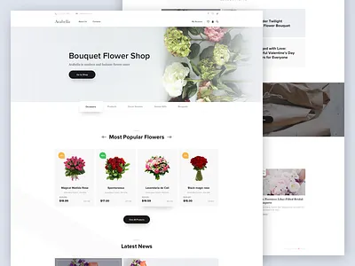 Arabella website bouquet cards clean flower web website