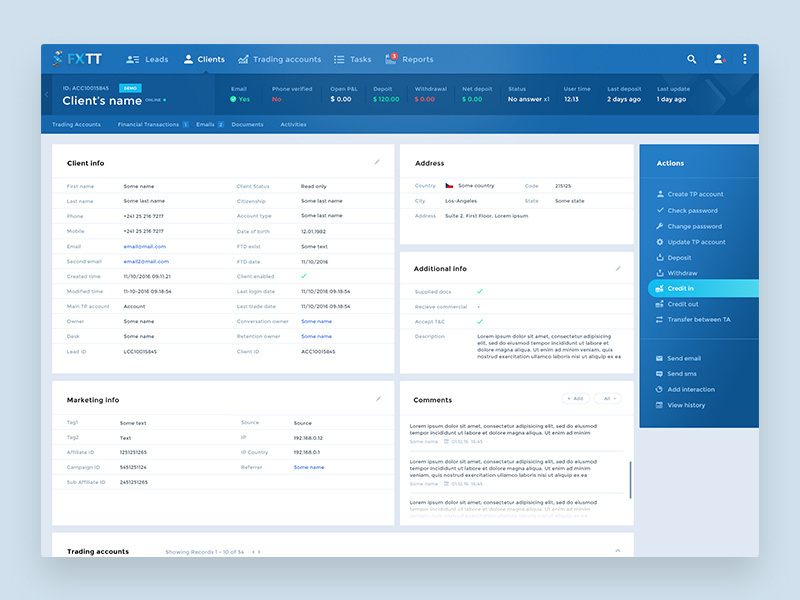 Example of CRM Dashboard