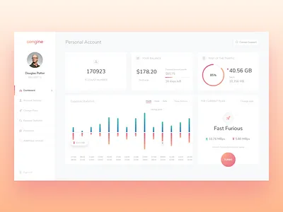 Personal Account Dashboard account business cash dashboard money statistics ui web