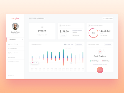 Personal Account Dashboard account business cash dashboard money statistics ui web