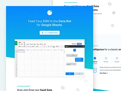 CSV.ai - Landing Page addon app bot data extension gradient sheets spreadsheet ui ux web