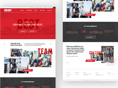 BMM Transportation :: Homepage clean culture homepage logistics modern service team trucking ui ux web web design