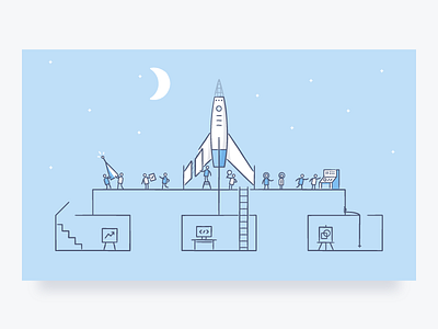 06/52 - Teamwork cute dangerdom dominic flask dropbox fun illustration product rocket space spaceship teamwork vector