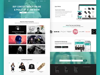 Sidestep Web Store landing page merch store web design