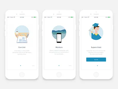 Squezy / Walkthrough application blue clean education ios app italy mobile screens walk through walkthrough white