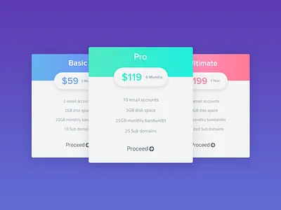 Pricing cards button card host packages pricing ui ux web